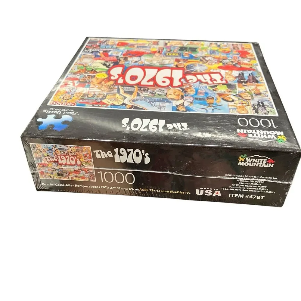 The 1970s 1000 Piece Jigsaw Puzzle Pop Culture Collage Sealed New White Mountain